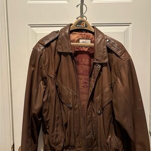 Brown Leather Bomber Jacket - Men’s Classic Style